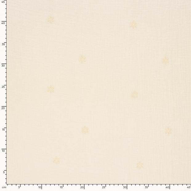 Muslin fabric Flowers Off White