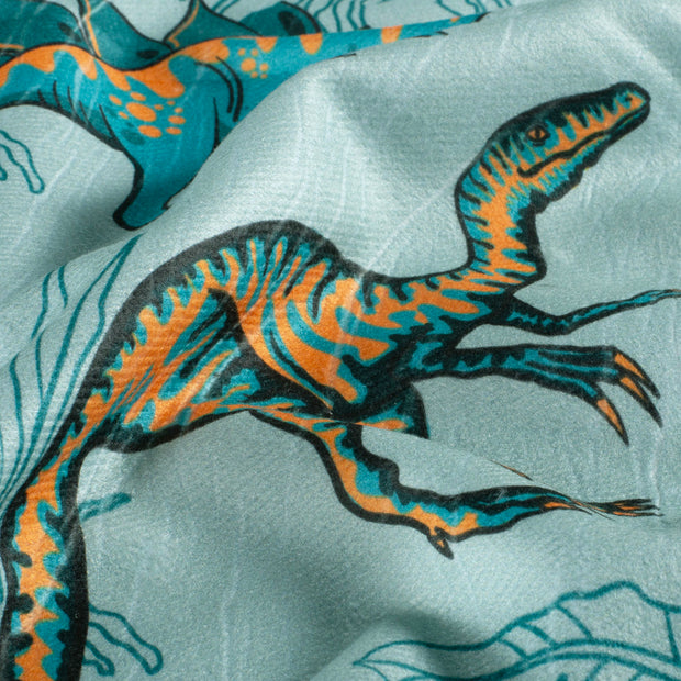 Beach towel fabric Dinosaurs Dark Mint