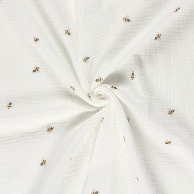 Muslin fabric Off White dyed and printed 