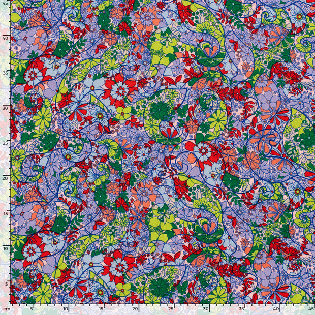 Polyester Bubble fabric Flowers Lime Green