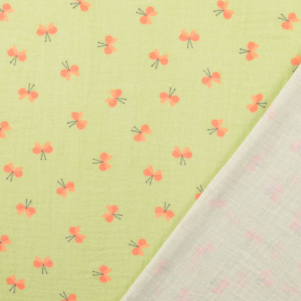 Muslin fabric Apple Green digital printed 