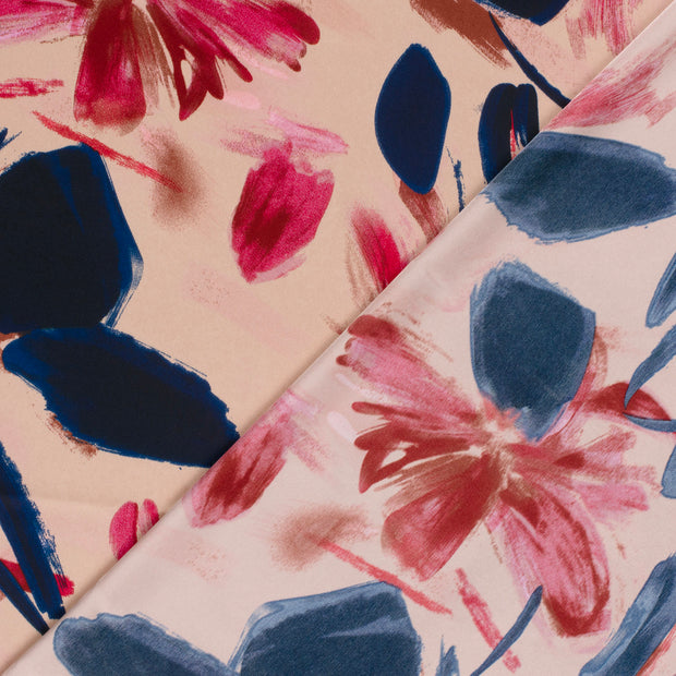 Satin Duchesse fabric Flowers printed 