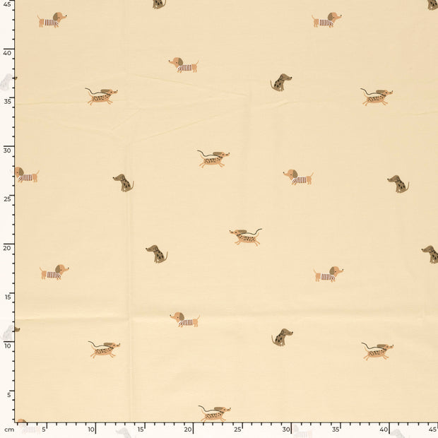 Jersey fabrik Hunde Beige