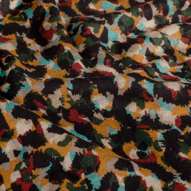 Poly Viscose Jersey fabric Abstract Dark Green