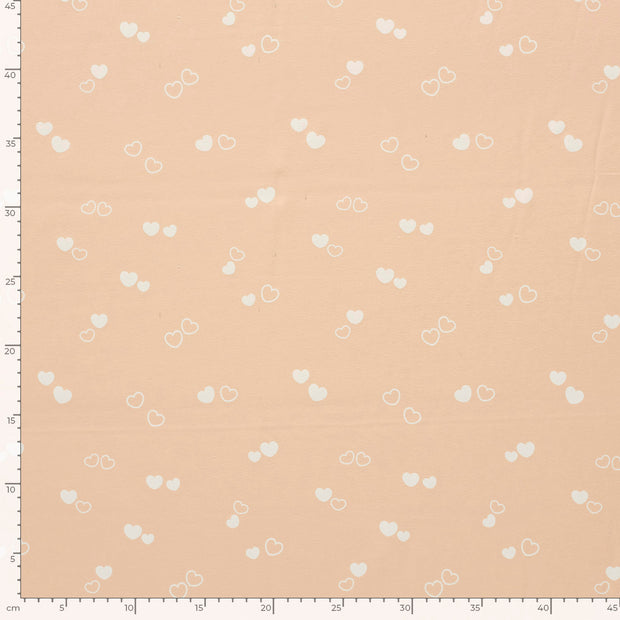 Jersey fabric Hearts Light Pink