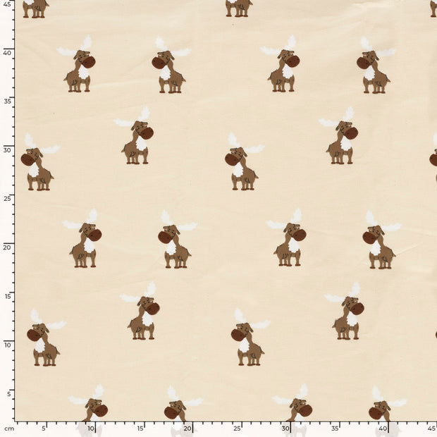 French Terry tissu animaux Beige