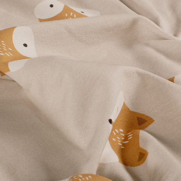 French Terry fabric Foxes Beige