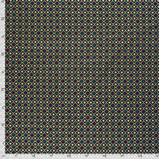 Cotton Poplin fabric Abstract Navy