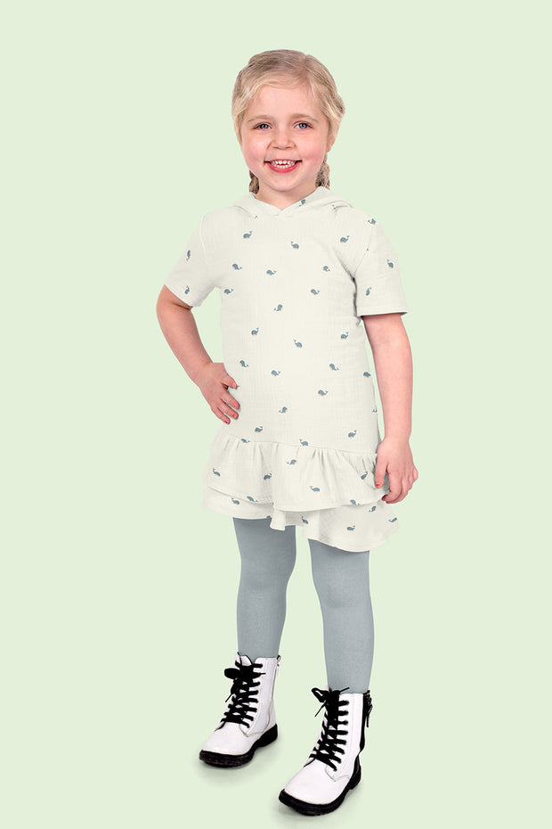 Muslin fabric Whales Off White