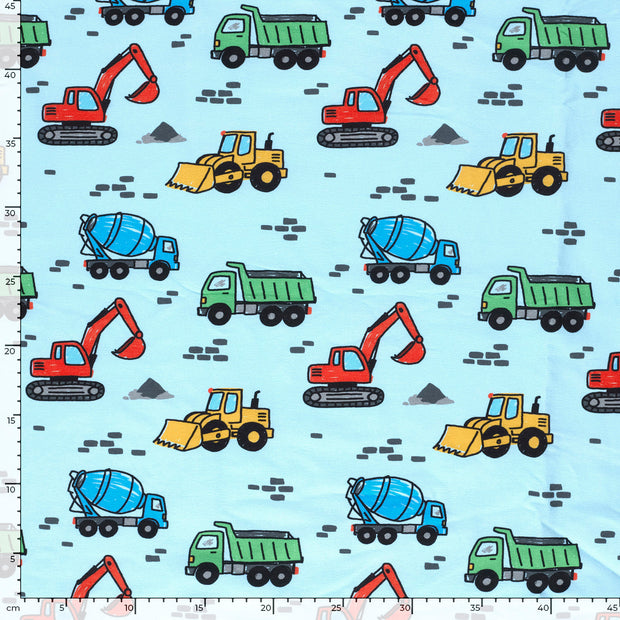 French Terry fabrik Fahrzeuge Hellblau