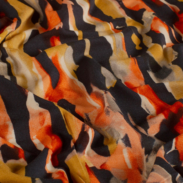 Viscose Vortex Jersey fabric Abstract Brique