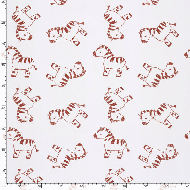 Cotton Poplin fabric Zebras Off White