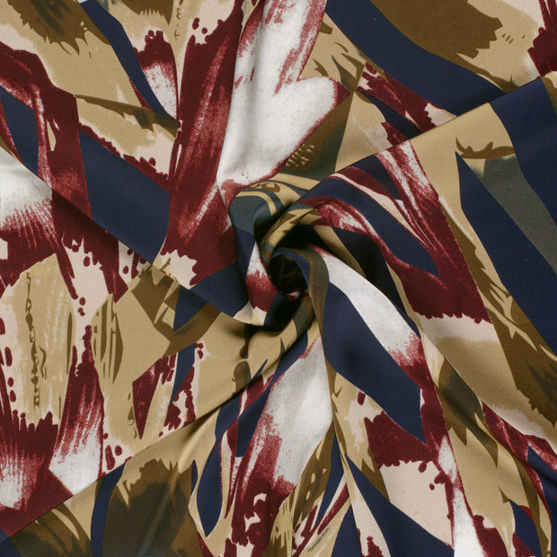 Satin Duchesse fabric Navy printed 
