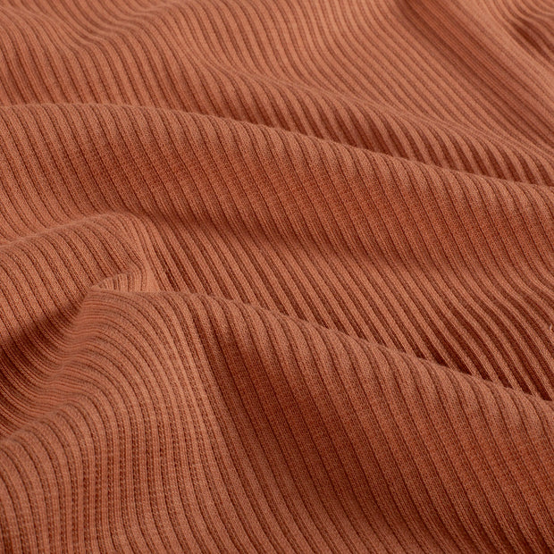 Rib Jersey fabric Unicolour Redwood