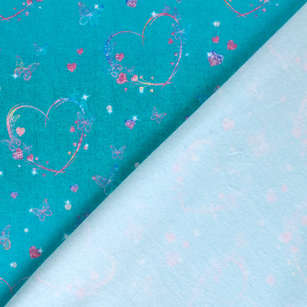 French Terry fabric Hearts brushed and digital printed 