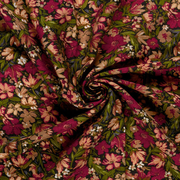 Viscose Nylon Ottoman fabric Bordeaux printed 