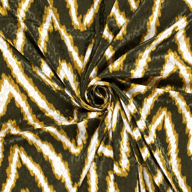 Satin Jacquard fabric Panther Khaki Green