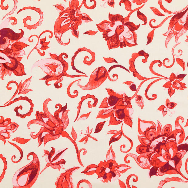 CO Voile fabrik Blumen Rot