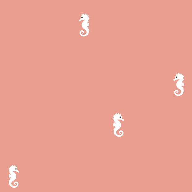 Jersey fabric Sea horses Pink