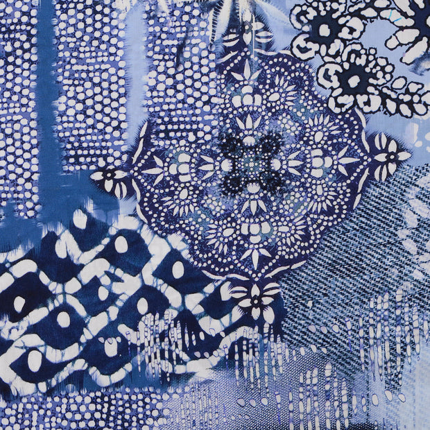 Cotton Poplin fabric Flowers Light Blue