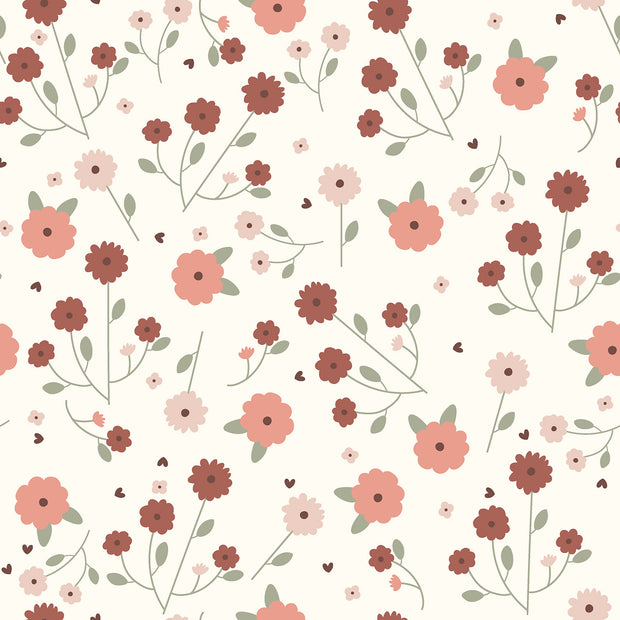 Jersey fabric Flowers Off White
