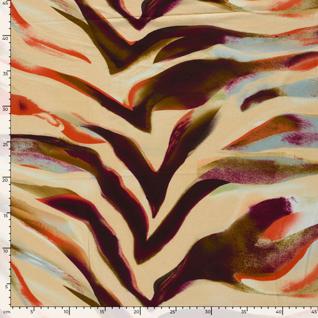 Viscose Vortex Jersey fabric Zebras Salmon