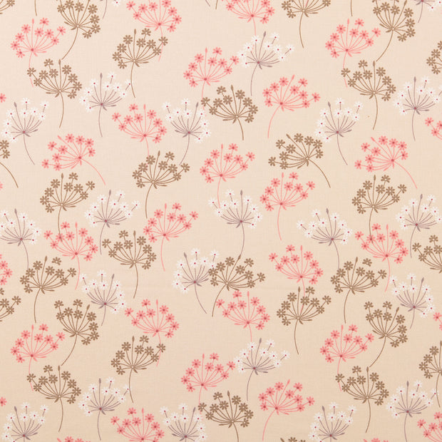 Cretonne stof Bloemen Beige