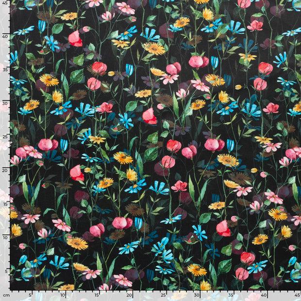 Velvet fabric Animals Black