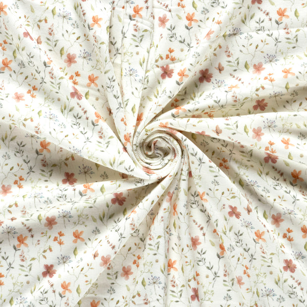 Rib Jersey fabric Off White digital printed 