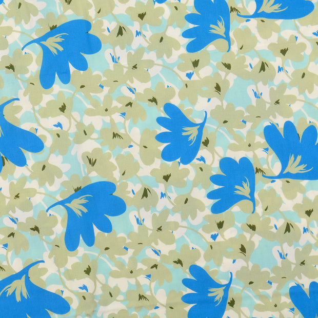 Viscose Poplin fabrik Blumen Olivgrün