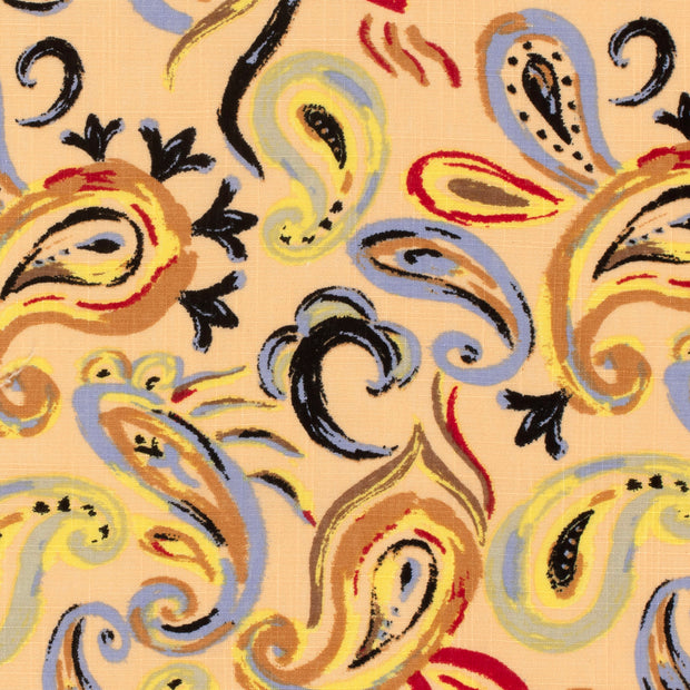 Woven Cotton Viscose fabric Paisley Salmon