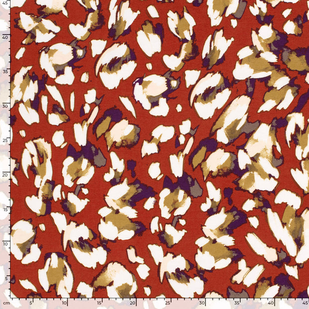 Viscose Nylon Crepe fabric Abstract Brique