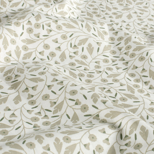 Cotton Poplin fabric Flowers Off White