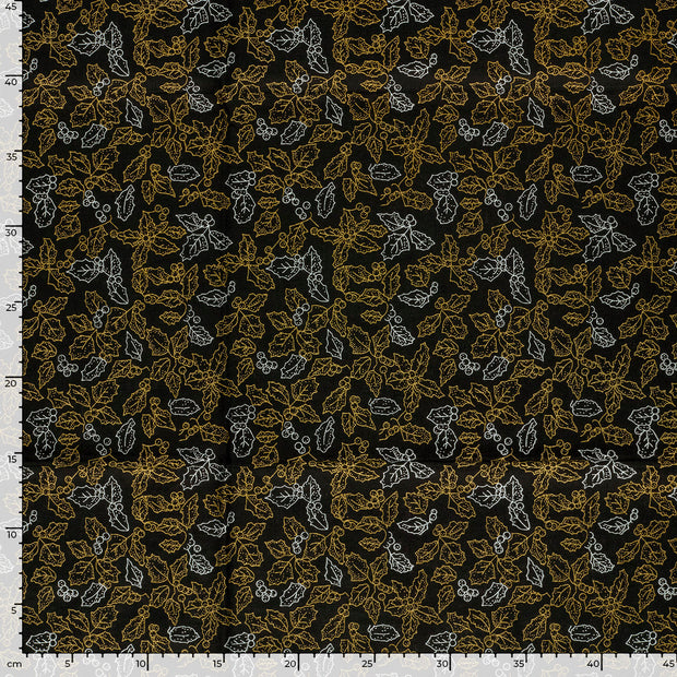 Cotton Poplin fabric Christmas Black