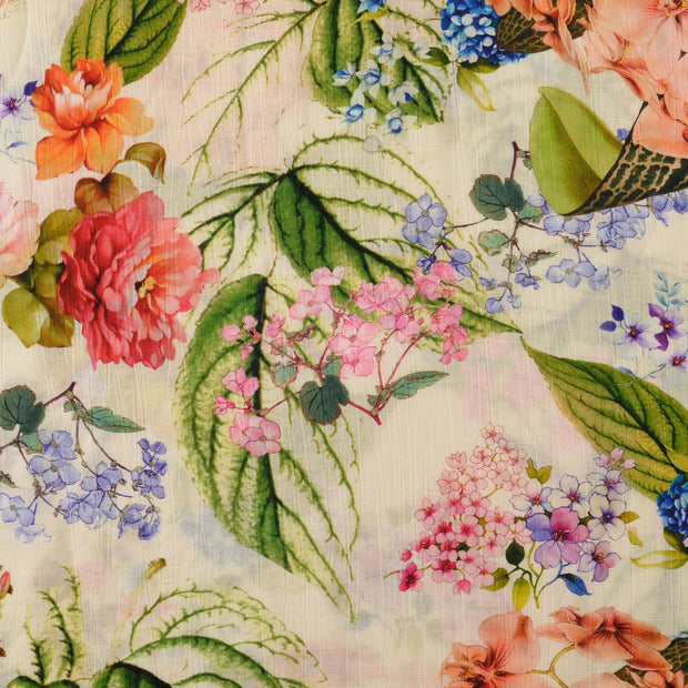 Viscose Poplin fabric Flowers Red