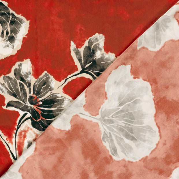 Satin Duchesse fabric Flowers printed 
