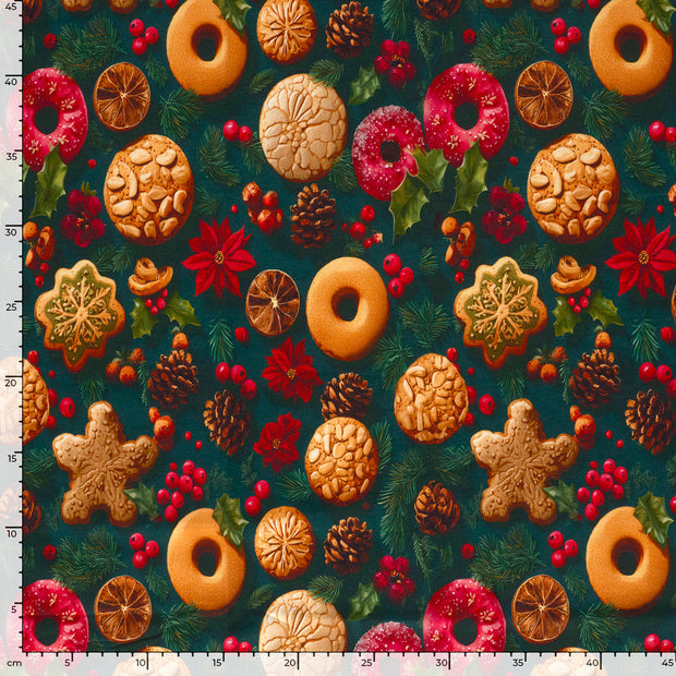French Terry fabric Christmas Black