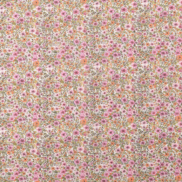 Voile fabric Flowers Lila