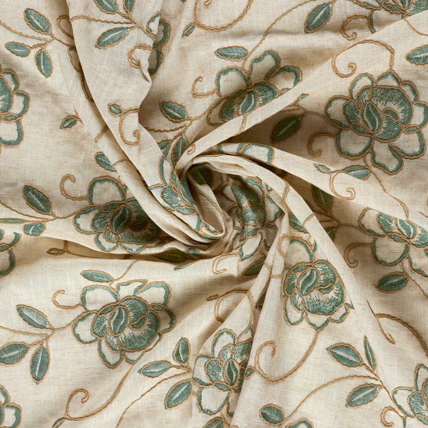  fabric Dark Mint embroidered 