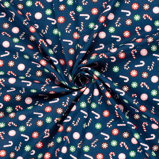 Cotton Poplin fabric Navy printed 