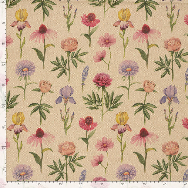 Linen Look fabric Flowers Beige