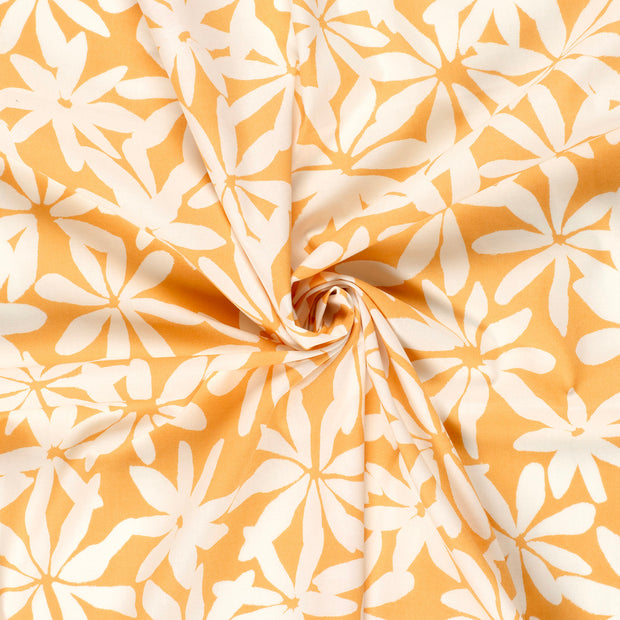 Cotton Satin fabric Oker printed 