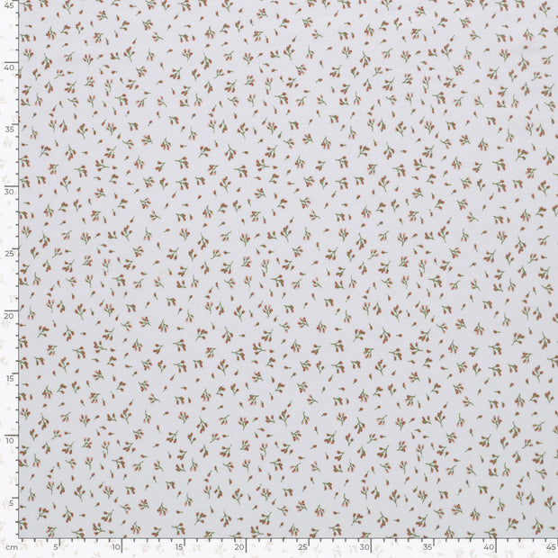 Rib Jersey fabric Flowers Off White