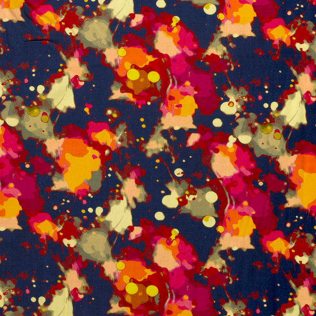 Woven Viscose Linen fabric Navy matte 