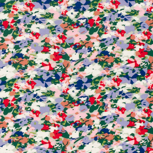 Viscose Nylon Crepe fabric Flowers Lila