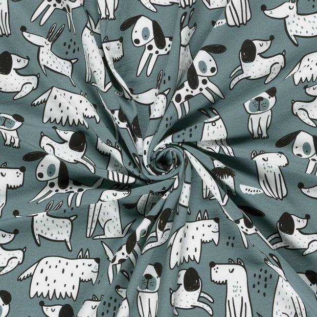 French Terry fabric Steel Blue digital printed 