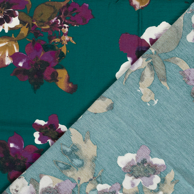 Viscose Nylon Crepe fabric Flowers printed 