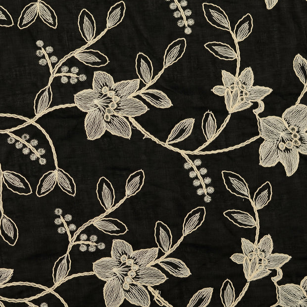 Lace fabric Flowers Black