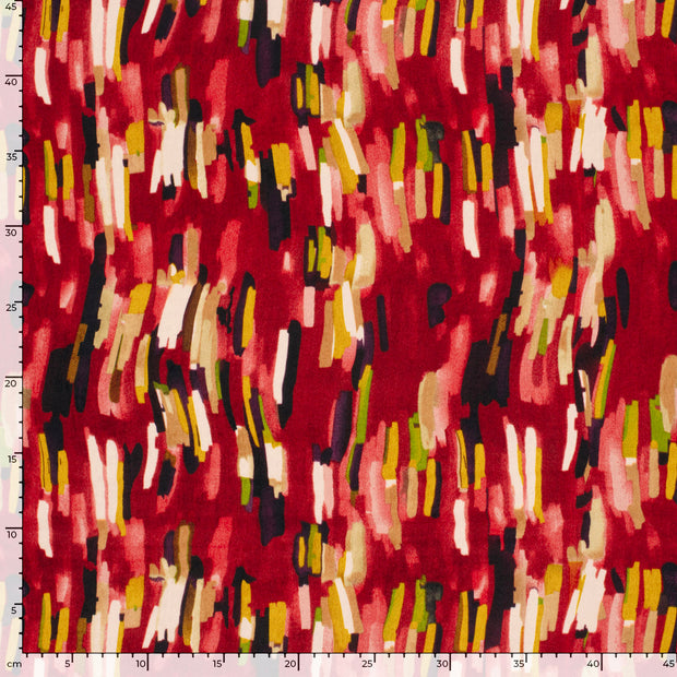 Satin Velvet fabric Abstract Dark Red