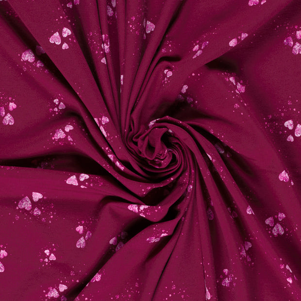 French Terry fabric Wine red brushed and digital printed 